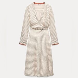 NWT ZARA CONTRAST PAJAMA-STYLE PANTS & CONTRAST WRAP DRESS ZW COLLECTION S